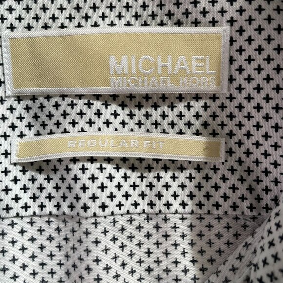 Mens Michael Kors Button Up Dress Shirt Tailored Fit Size L Blue c White Blue c - Picture 9 of 9